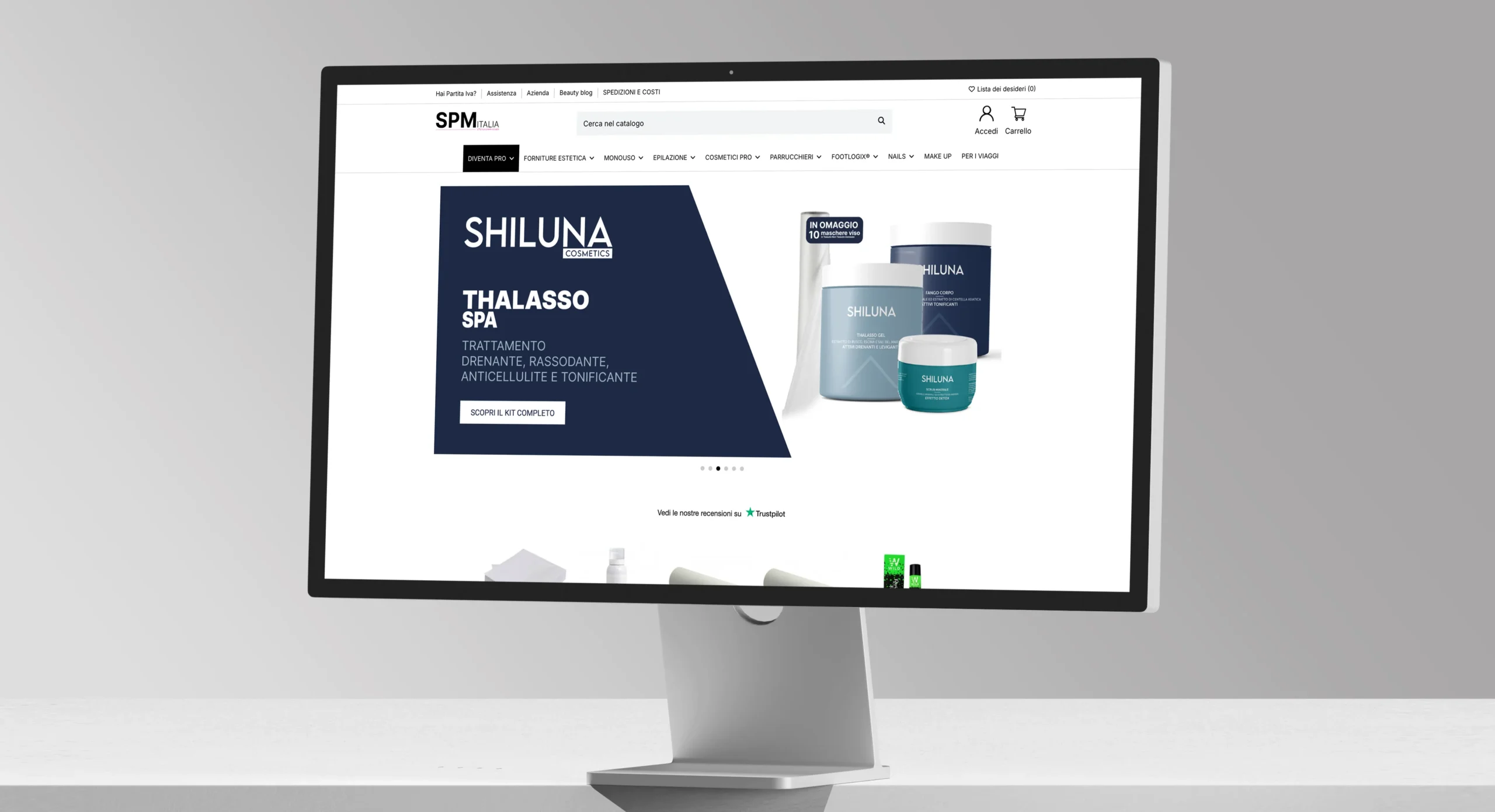 Ecommerce per cosmetici professionali – piattaforma SPM Italia