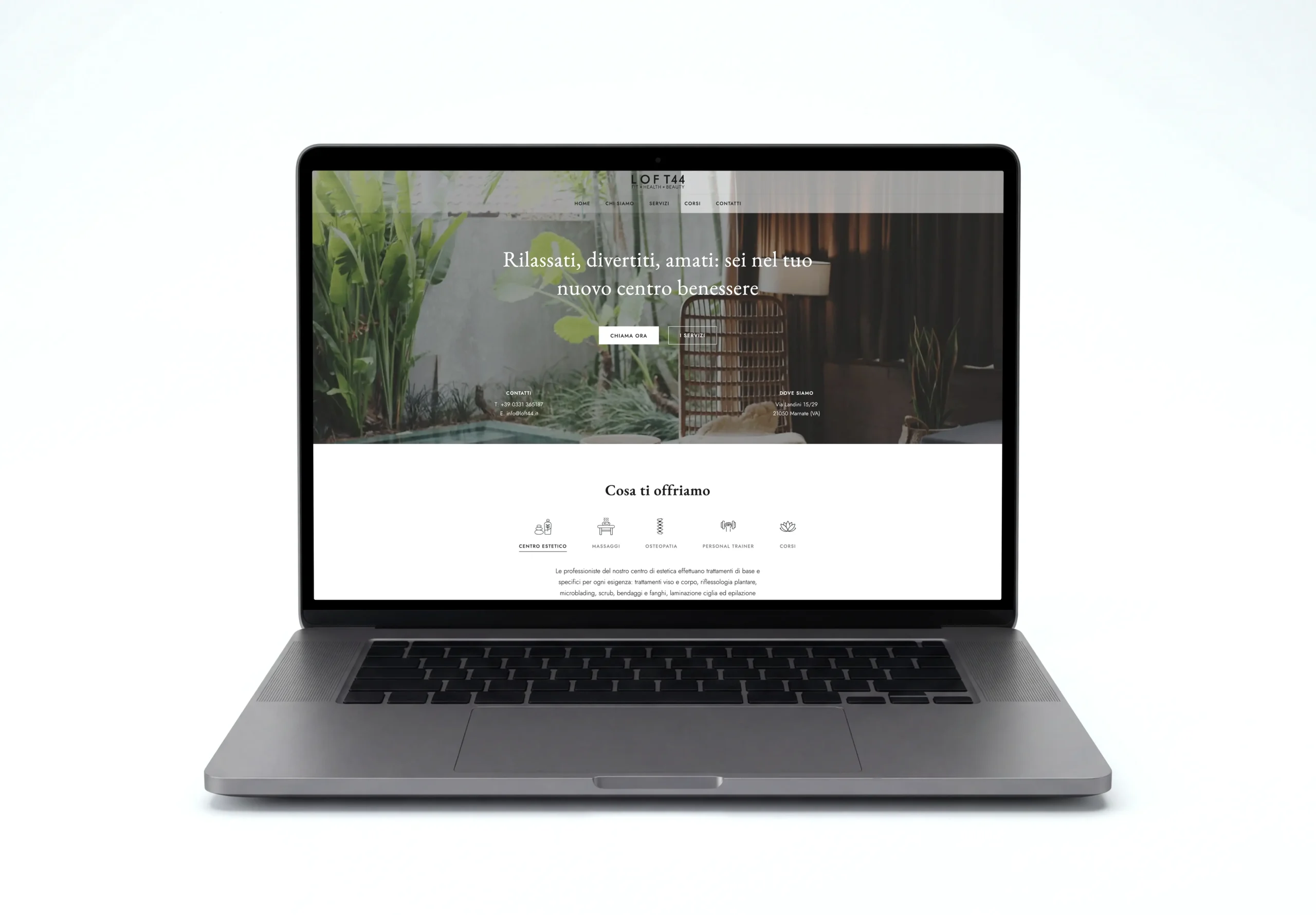 Sito web per centro benessere – progetto Loft44