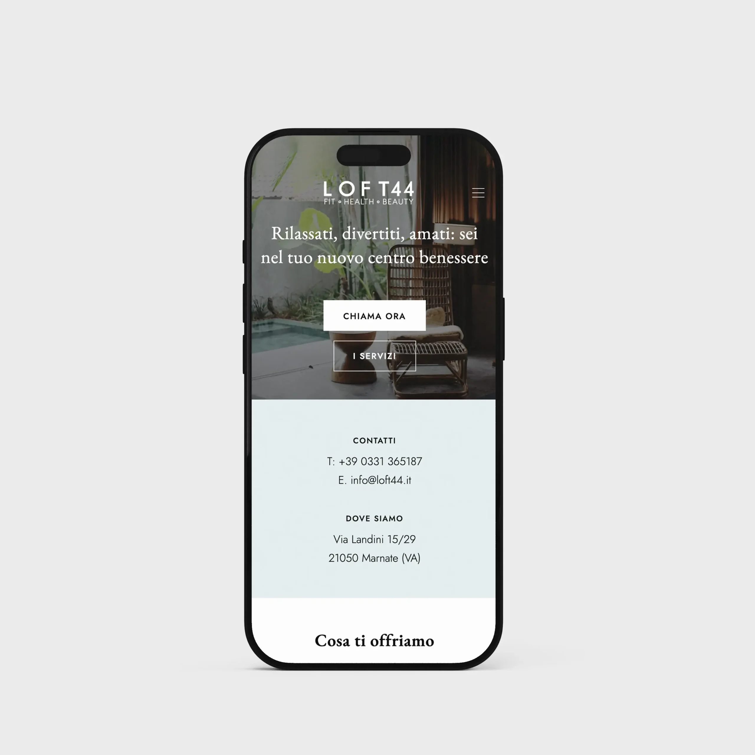 Sito web per centro benessere – progetto Loft44