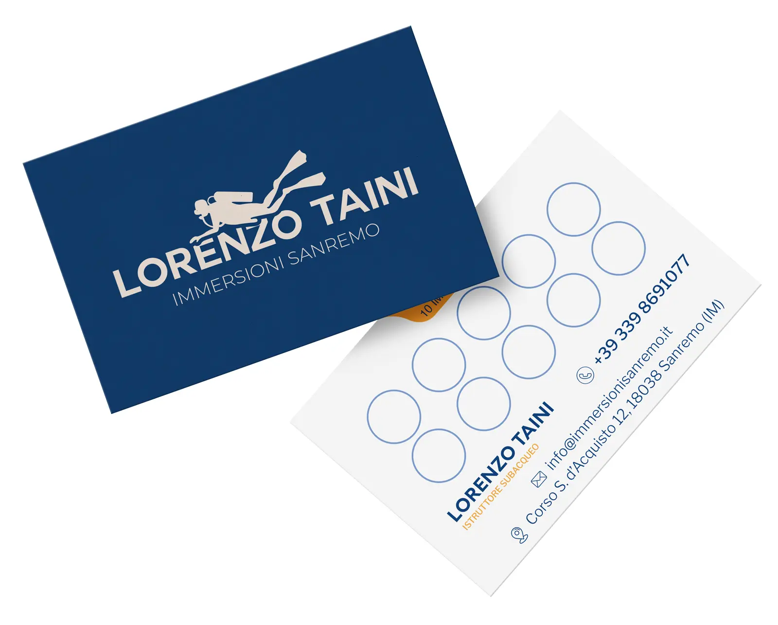 Biglietto da visita per centro immersioni – progetto Lorenzo Taini Sanremo
