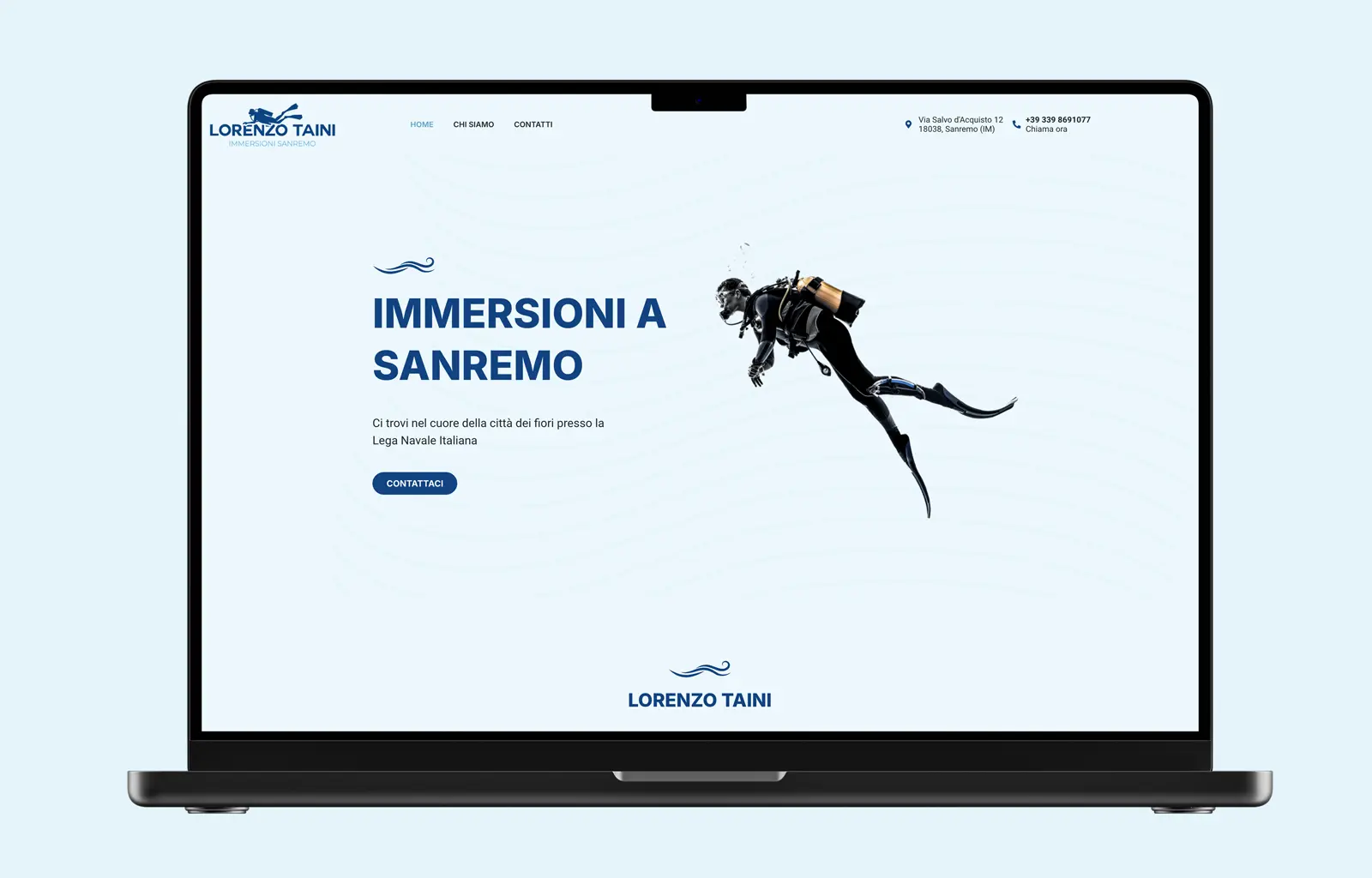 Sito web per centro immersioni – progetto Lorenzo Taini Sanremo