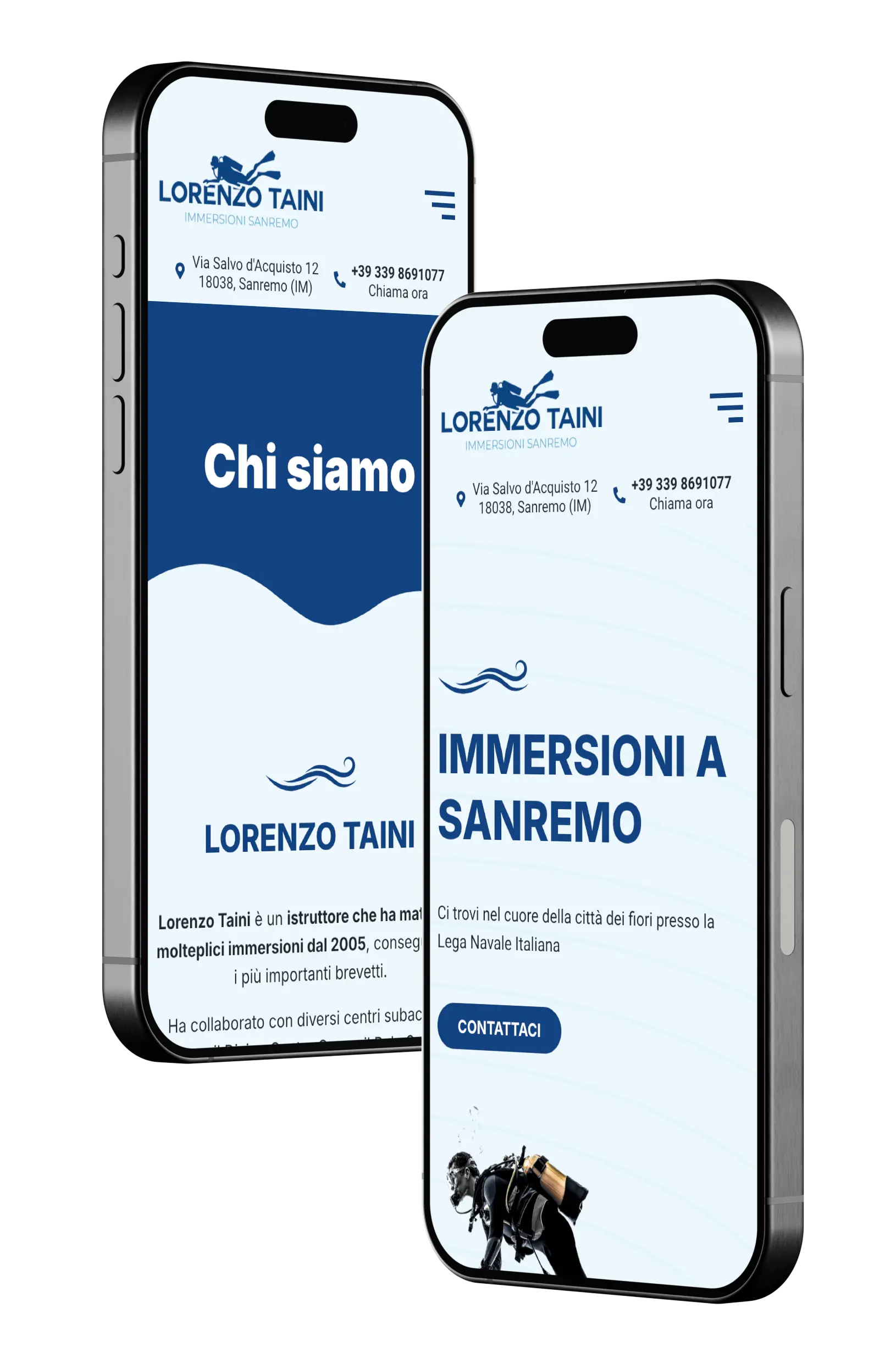 Sito web per centro immersioni – progetto Lorenzo Taini Sanremo