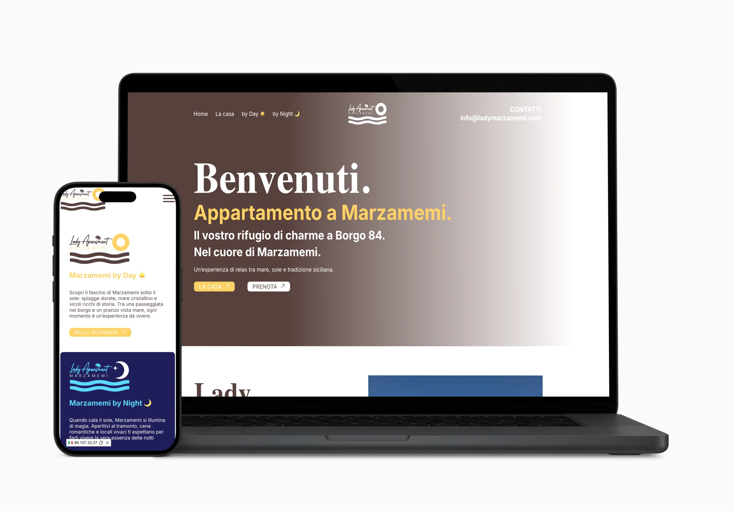 sito web per casa vacanze – progetto Lady Marzamemi