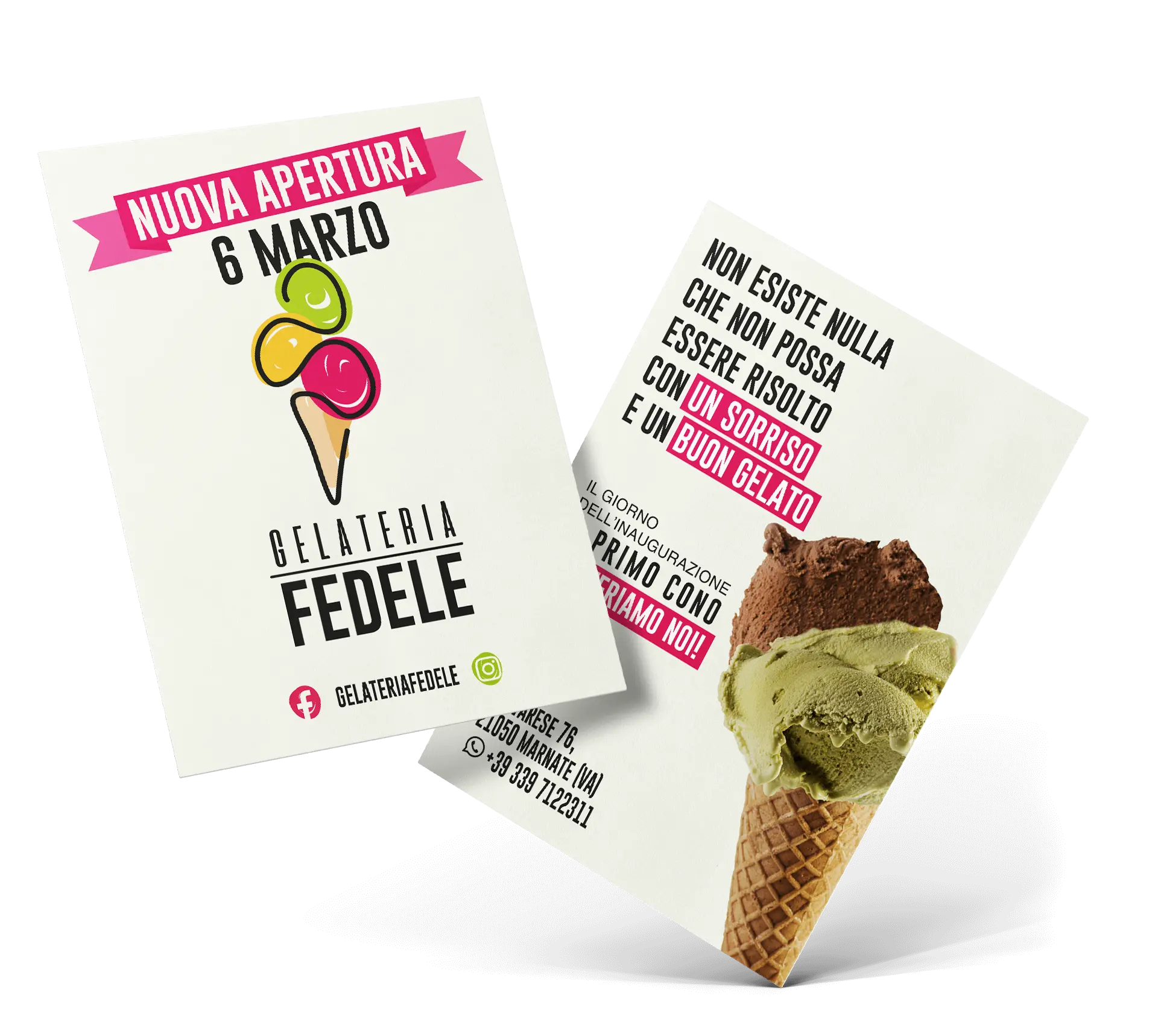Volantino per gelateria – identità Gelateria Fedele